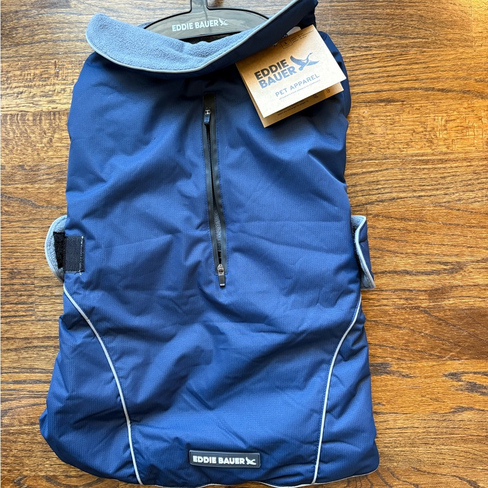 Eddie Bauer Blue dog vest fleece lined size large new!